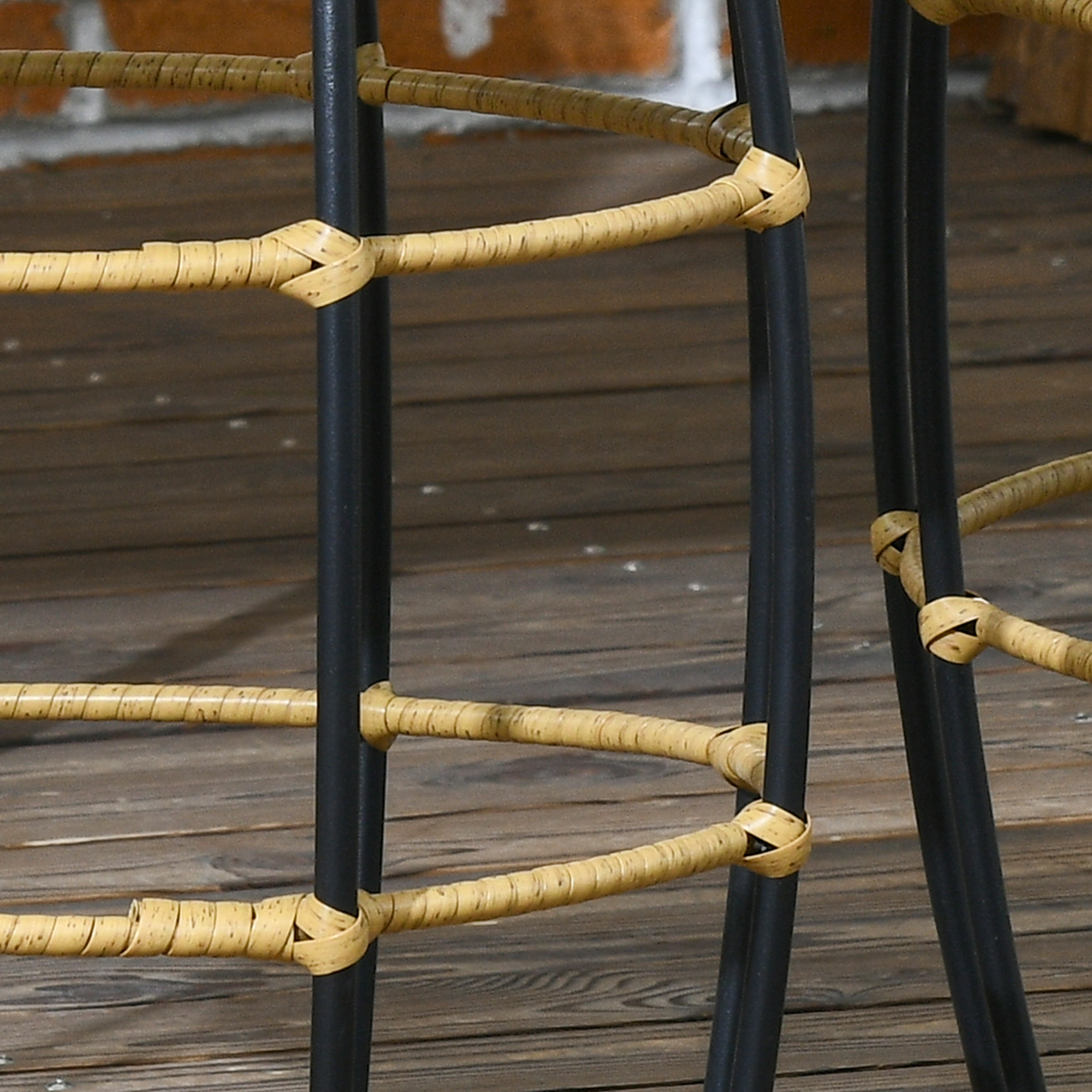 2er-Set Gartentische Balkontische, Boho-Stil, wetterbeständig, Schwarz + Khaki