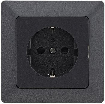 MILOS Schutzkontakt-Steckdose, Anthrazit, 250V~/ 16A, OHNE Rahmen, Klemmanschluss MILOS Schutzkontakt-Steckdose, Anthrazit, 250V~/ 16A, mit Rahmen, Klemmanschluss
