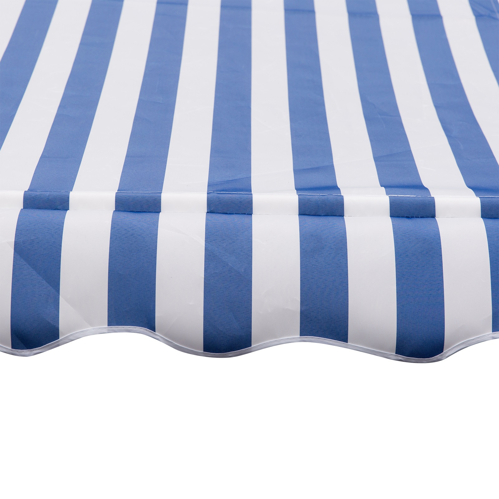 Klemmmarkise mit Handkurbel höhenverstellbar Gelenkarmmarkise schmutzabweisend, witterungsbeständig Balkonmarkise 150cm breit Terrassenmarkise für Terrasse Balkon Veranda Blau+Weiß