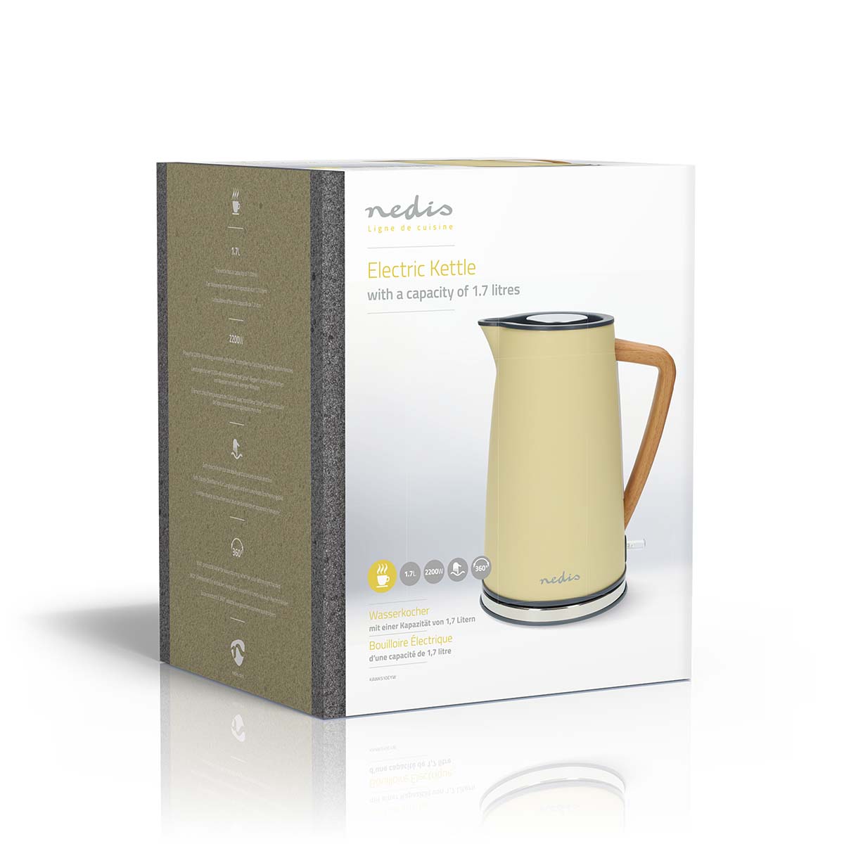 Wasserkocher | 1.7 l | Soft-Touch | Gelb | Um 360 Grad drehbar | Verdecktes Heizelement | Strix Controller | Boil-dry protection