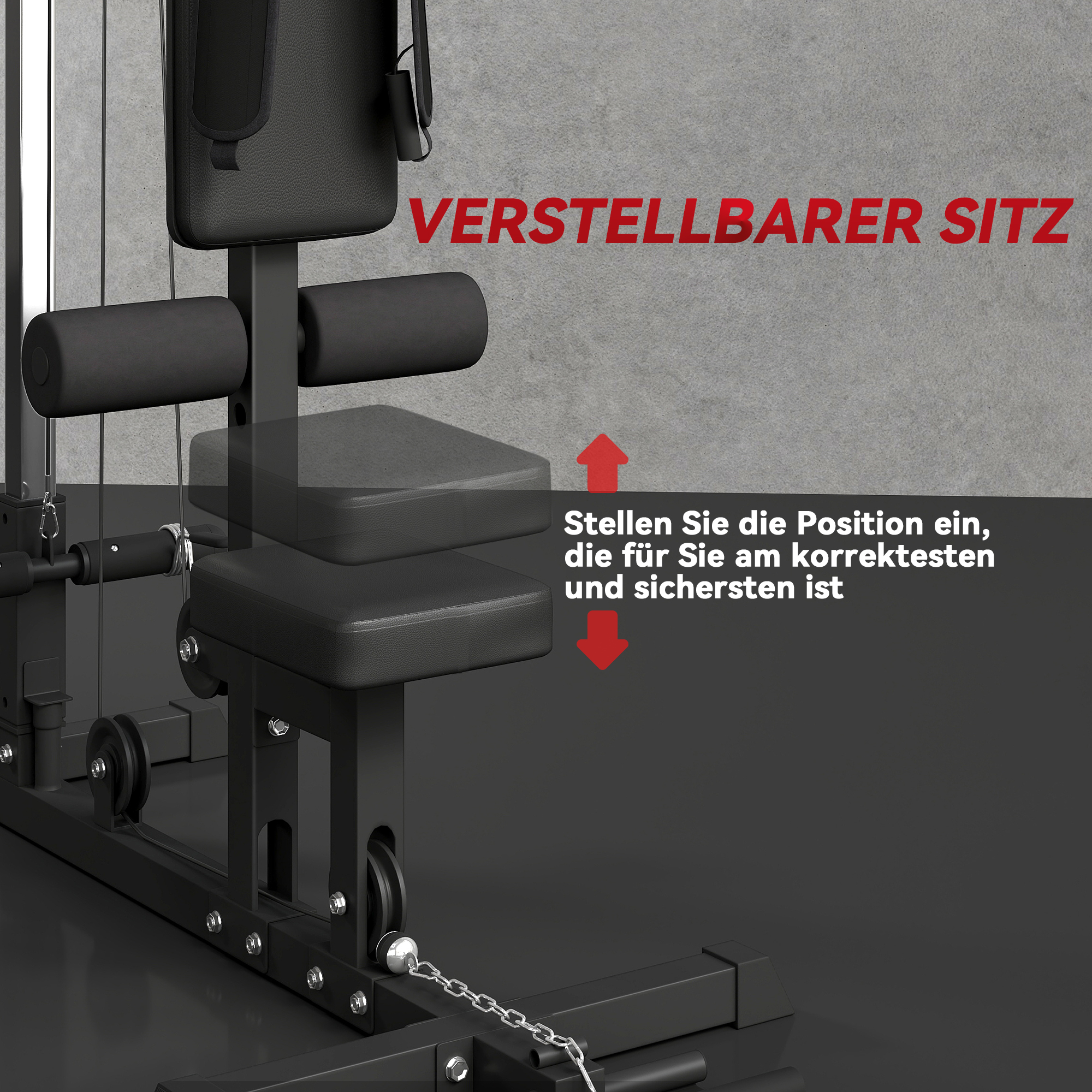 Kraftstation für Zuhause, Ruderzüge, ohne Gewichte, Fitnessgerät für Zuhause, Stahl, Kunstleder, Schwarz