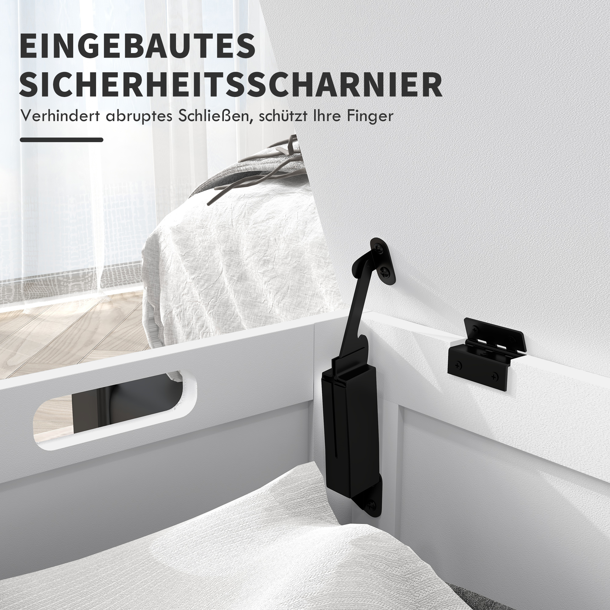 Aufbewahrungsbox Aufbewahrunskiste Spielzeugtruhe, MDF, 2 Griffe, 81 x 40 x 46 cm, Weiß