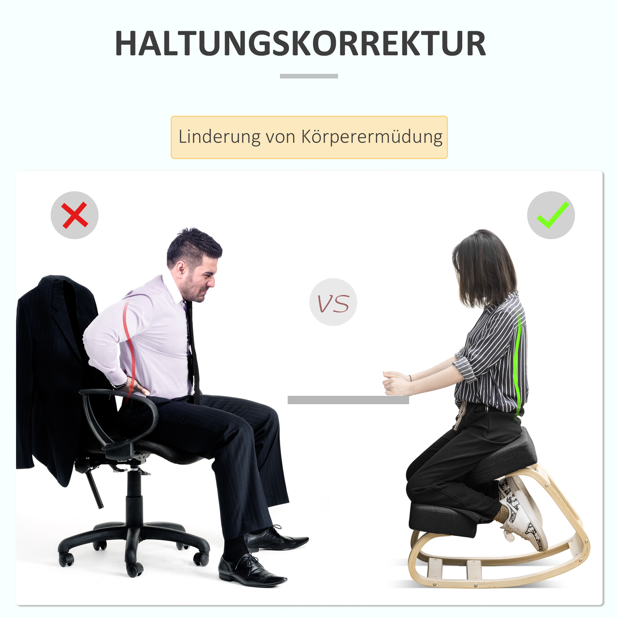 Kniestuhl, ergonomischer Sitzhocker, Polsterhocker für gesunde Sitzhaltung, Birkenholz, 120 kg belastbar, Schwarz