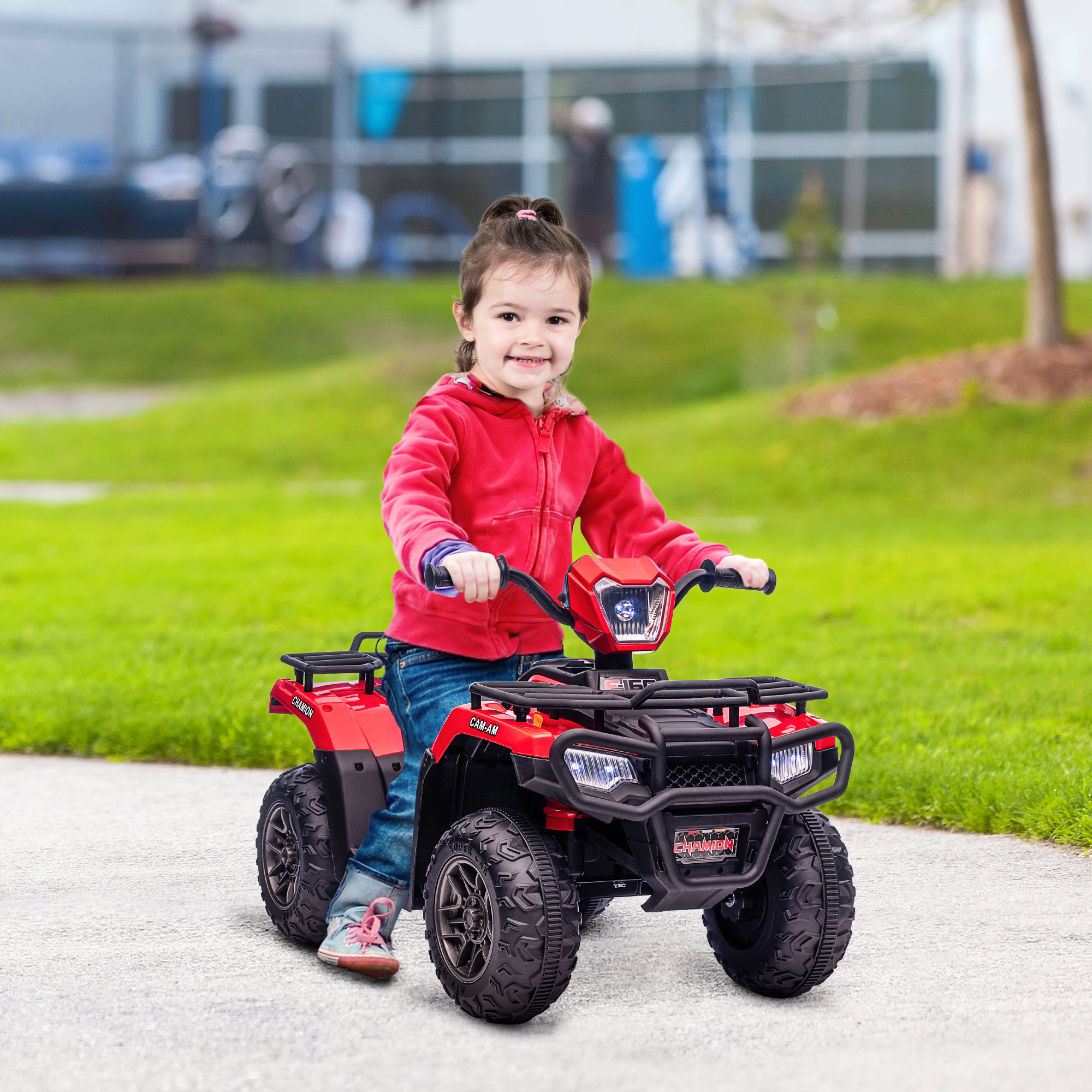 Kinderquad, max, 4 km/h, ab 3 Jahren, LED-Scheinwerfer, Musikanschluss, schwarz+rot 88 x 45 x 50 cm