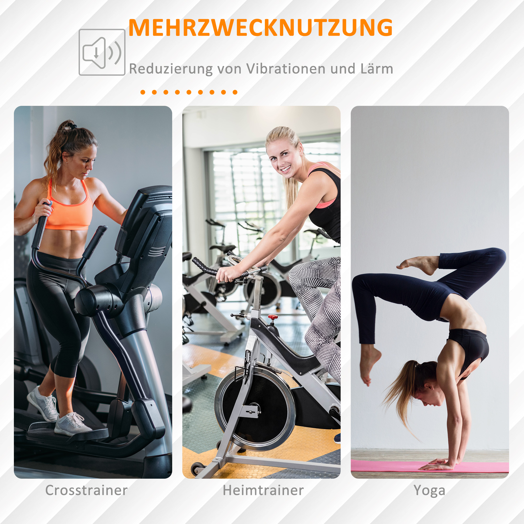 Bodenschutzmatte für Fitnessgeräte rutschfest Fitnessmatte 6 mm Dicke Unterlegmatte Sportmatte Multifunktionsmatte für Yoga Laufband Heimtrainer Yogamatte Bodenmatte 180x90 cm Schwarz