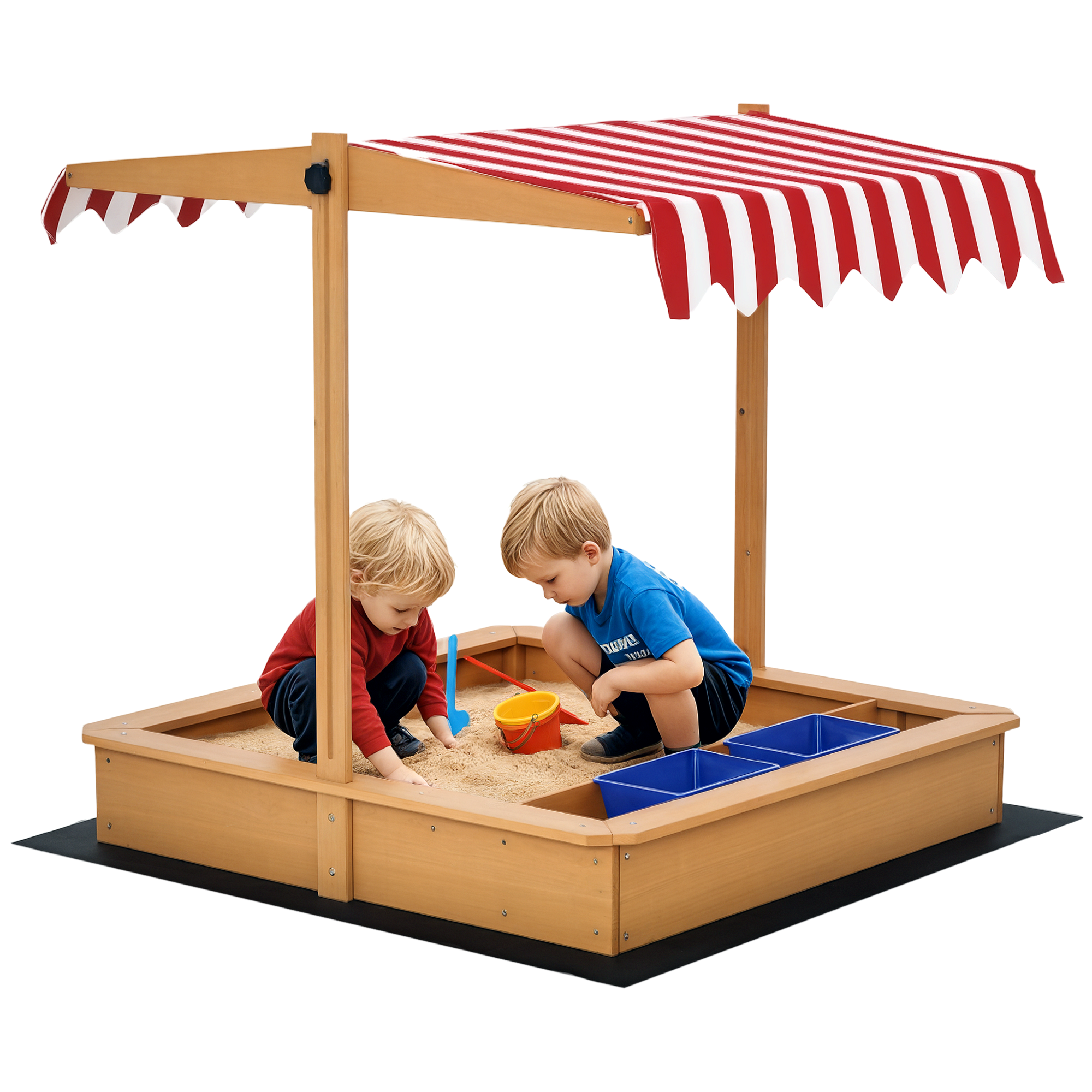 Sandkasten Sandkiste Holz Bodenloses Design Matsch-Bereich für Kinder 3-7 Jahre Sandkasten mit Abdeckung Dach für Garten Terrasse Strand Outdoor Gelb 107,5 x 107,5 x 110 cm