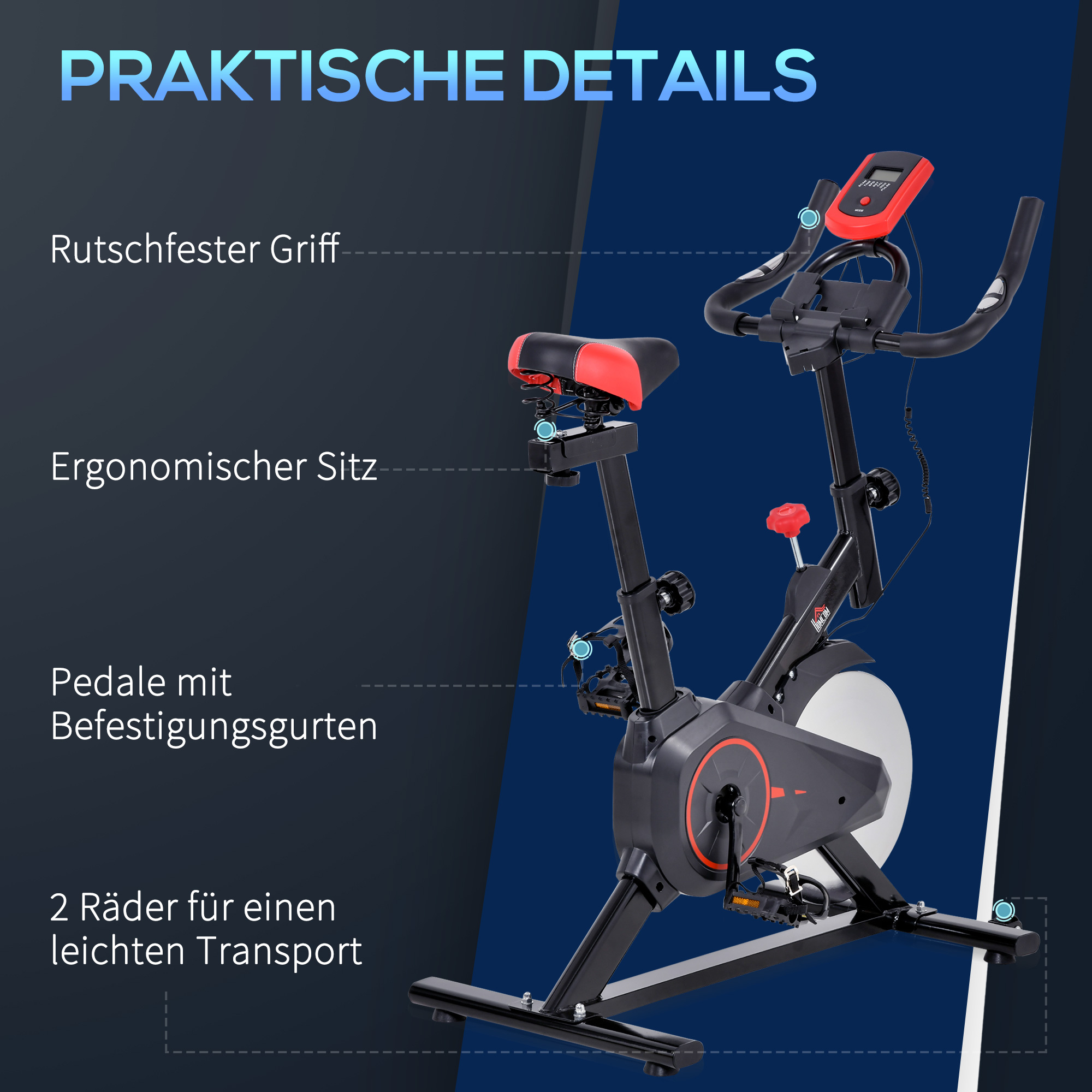 Indoor Cycling Bike Trainer Home Gym Fahrradtrainer Fitnessfahrrad 85 x 46 x 114 cm