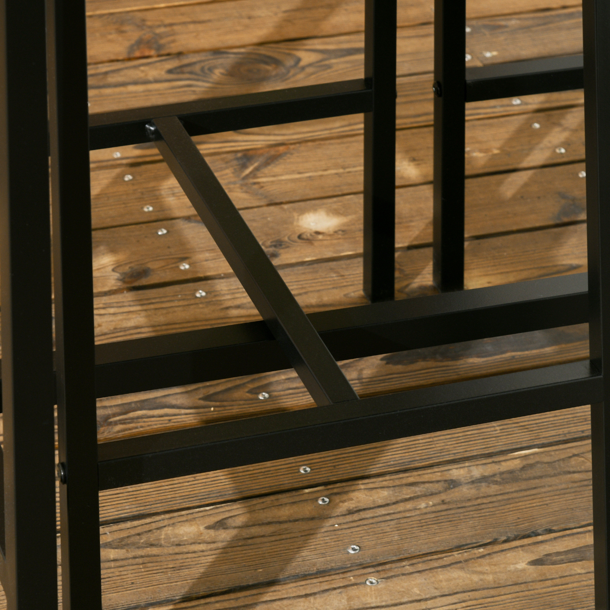 3-teiliges Bar-Set, Stehtisch, 2 Stühle, MDF, Metallrahmen, wasserfest, Braun