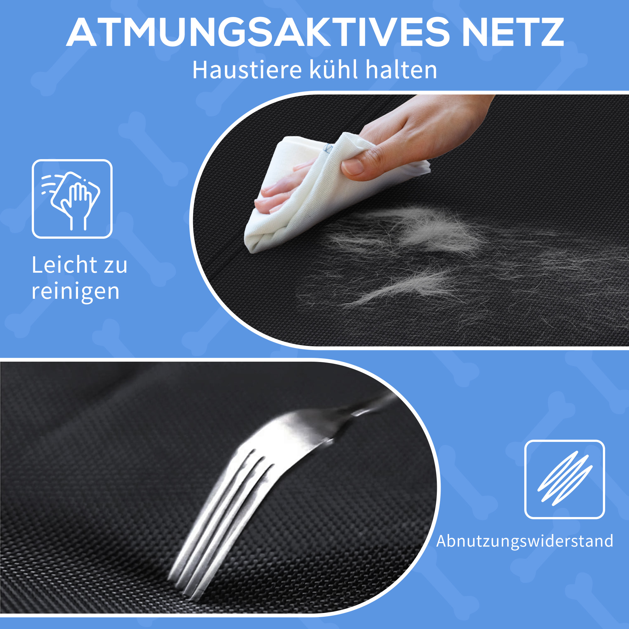 Hundebett, erhöhte Bauweise, Mesh-Bezug, Stahlrahmen, 29 x 91 x 69 cm, Schwarz