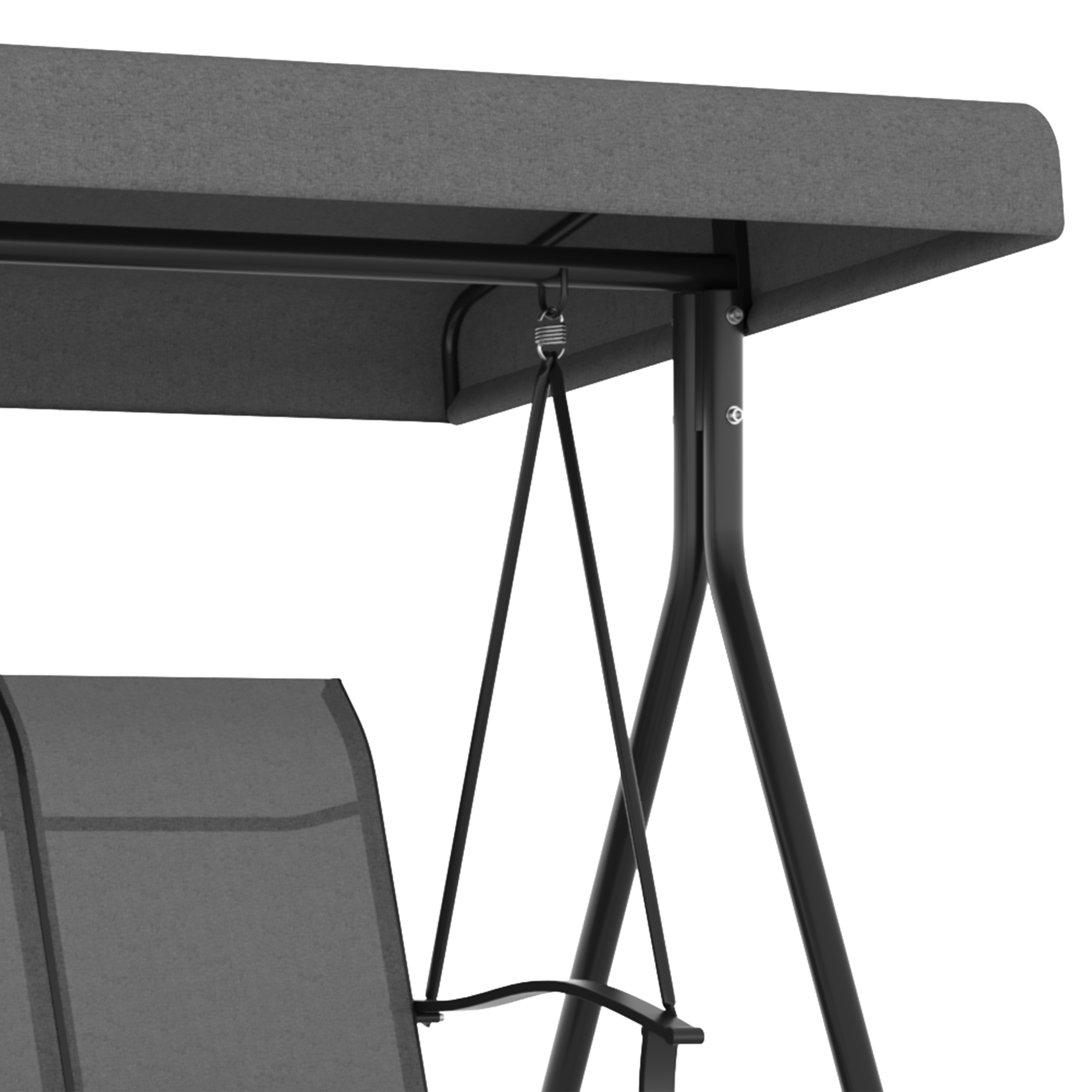 Hollywoodschaukel, für 3 Personen, verstellbares Sonnendach, bis 240 kg, dunkelgrau, 200 x 133 x 176 cm