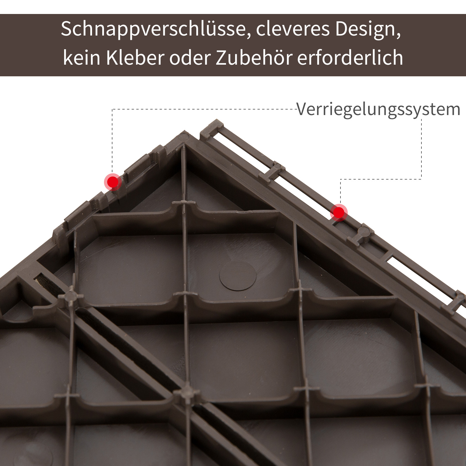Terrassenfliesen 30 x 30 cm 9 Stück 0,81? Klickfliesen Balkonfliesen mit Klicksystem Drainagefunktion Bodenbelag Fliese für Terrasse Balkon Braun