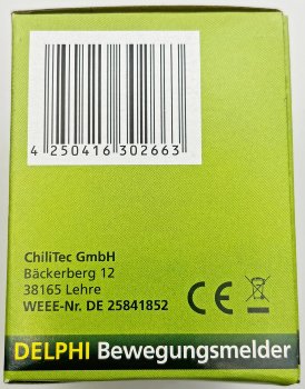 DELPHI Bewegungsmelder 160°, weiß, LED geeignet,  250V~, Unterputz, 3-Draht