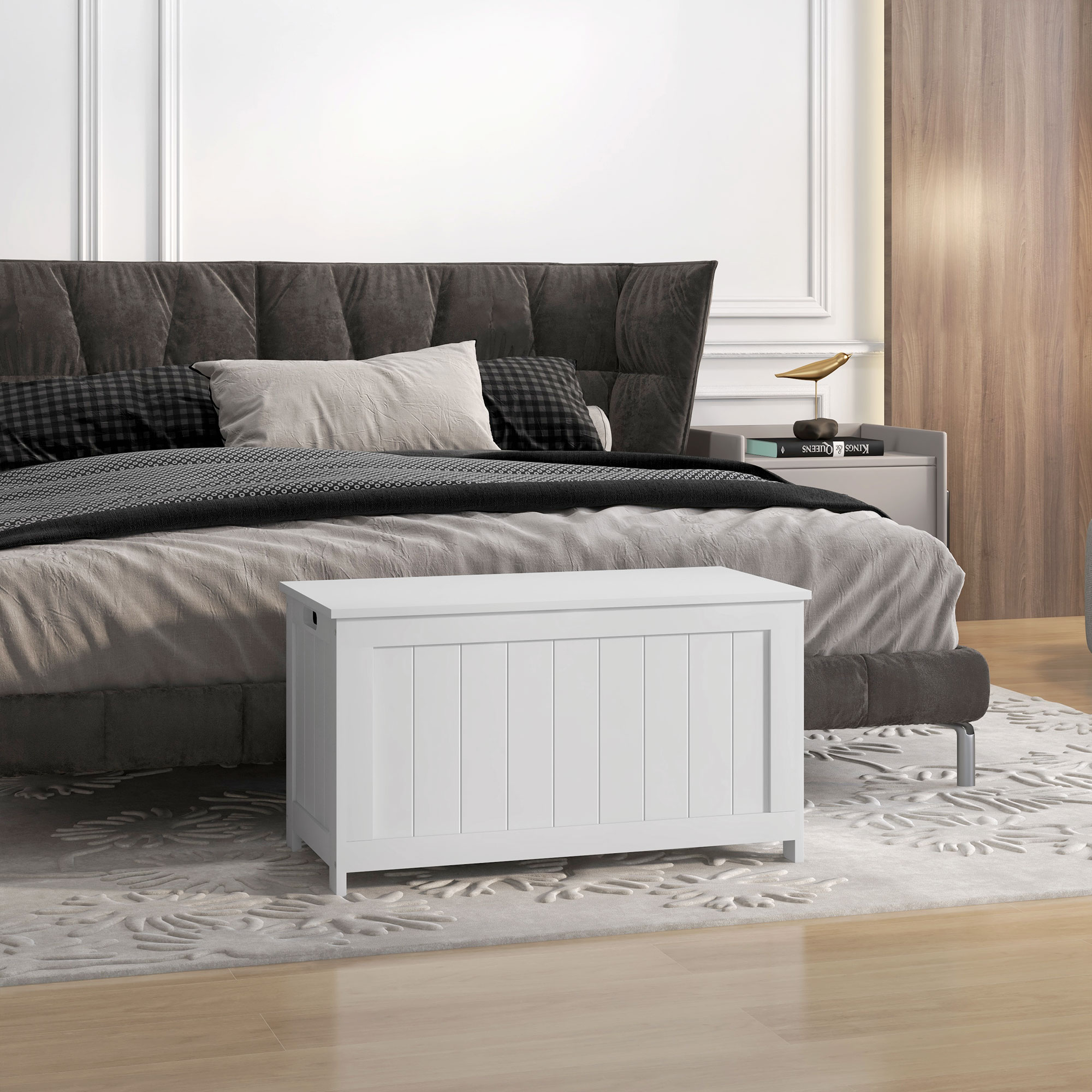 Aufbewahrungsbox Aufbewahrunskiste Spielzeugtruhe, MDF, 2 Griffe, 81 x 40 x 46 cm, Weiß