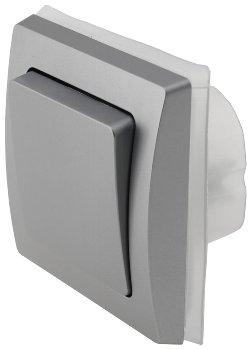 DELPHI Wechsel-Schalter IP44, 250V~/ 10A, inkl. Rahmen, UP, silber DELPHI Wechsel-Schalter IP44, 250V~/ 10A, inkl. Rahmen, UP, silber