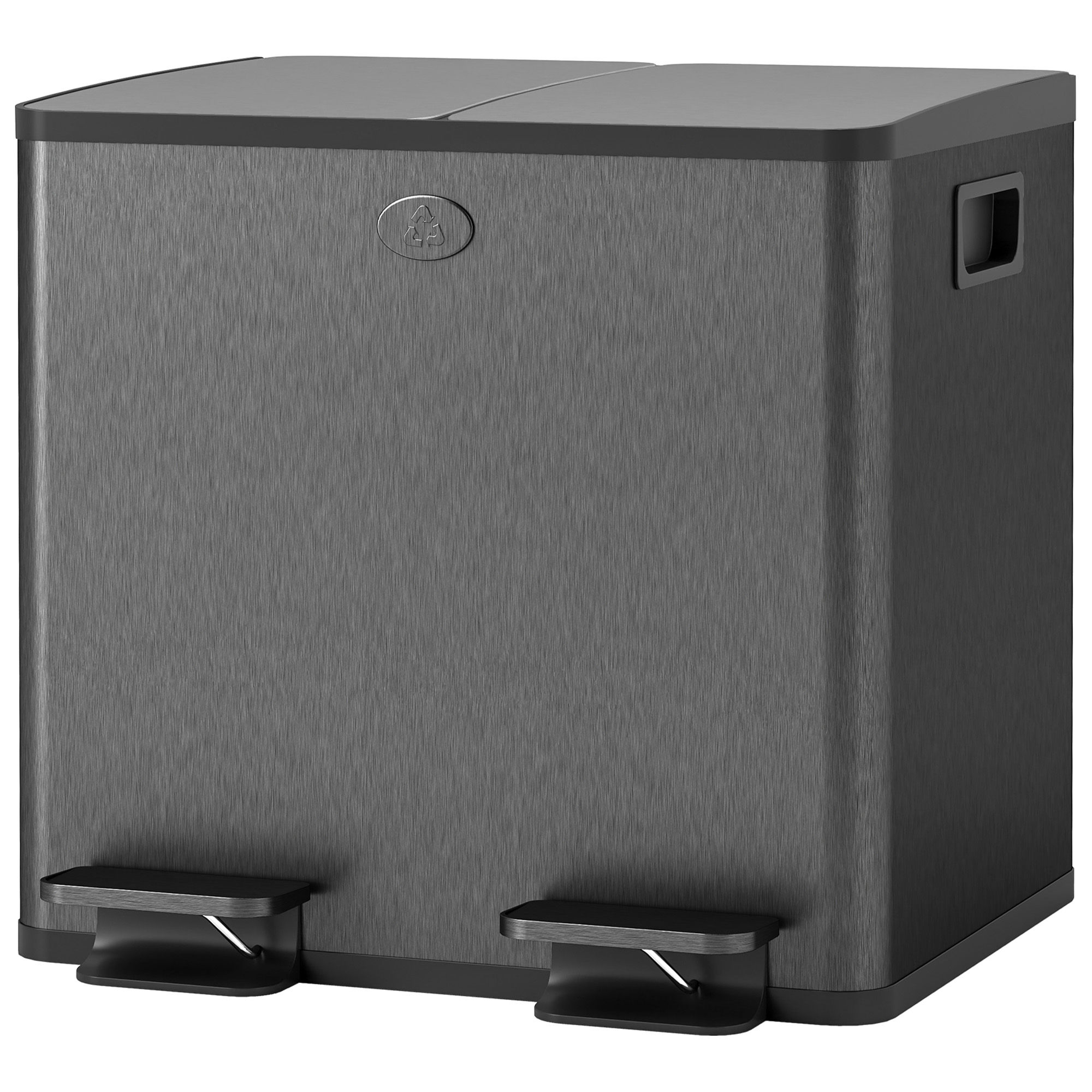 2 x 15l Doppelmülleimer, Pedalöffnung, leicht zu reinigen, Edelstahl, Kunststoff, Schwarz