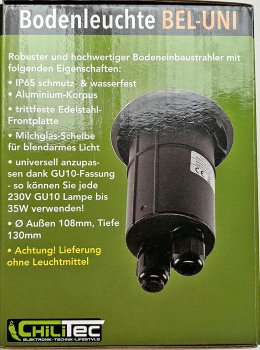 Bodenleuchte "BEL Uni R", ØxT 11x14cm, IP65, GU10 Fassung, rund