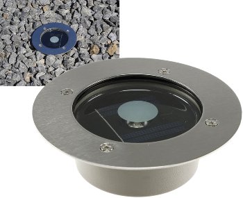 Solar LED Bodenstrahler "CTB-R", rund, ØxH 12x4cm, IP44, Edelstahl-Front