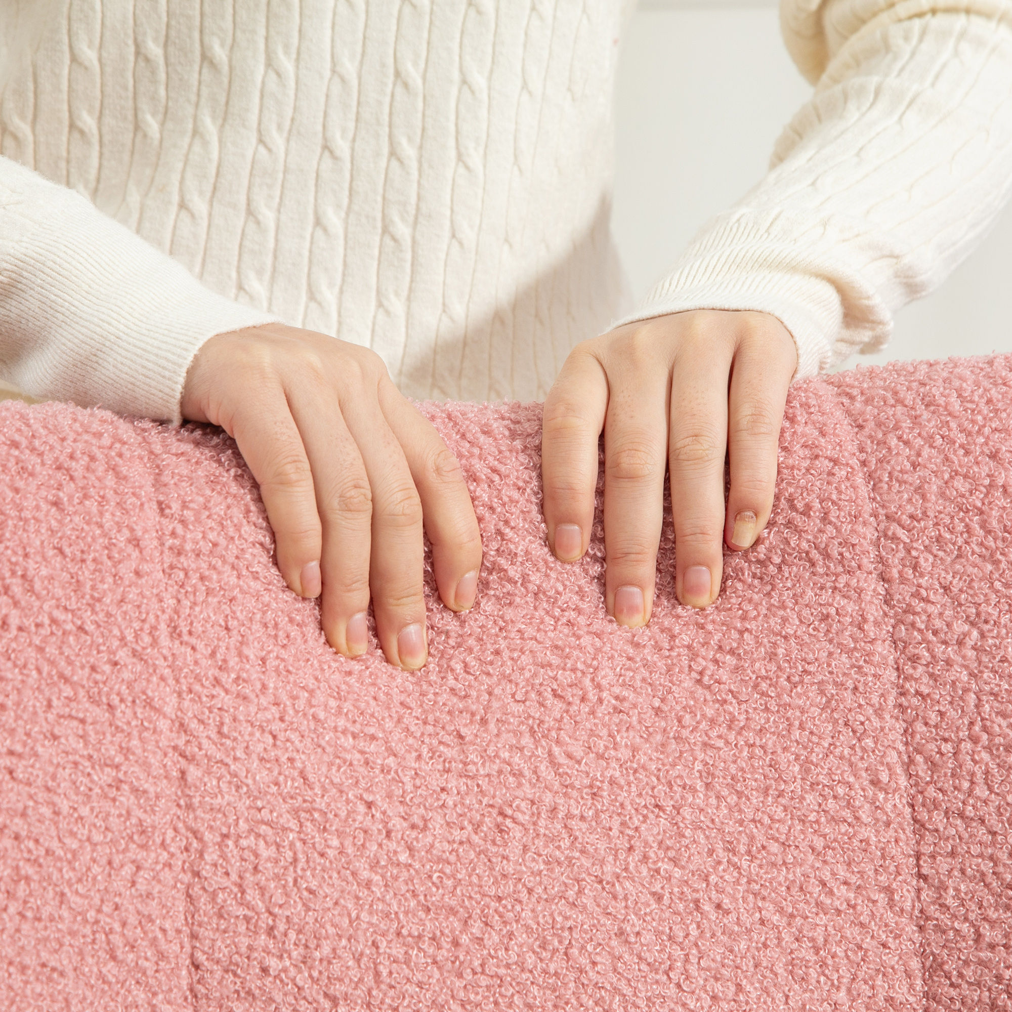 Schaukelstuhl, kuscheliger Bezug, dicke Polsterung, rutschfest, Rosa