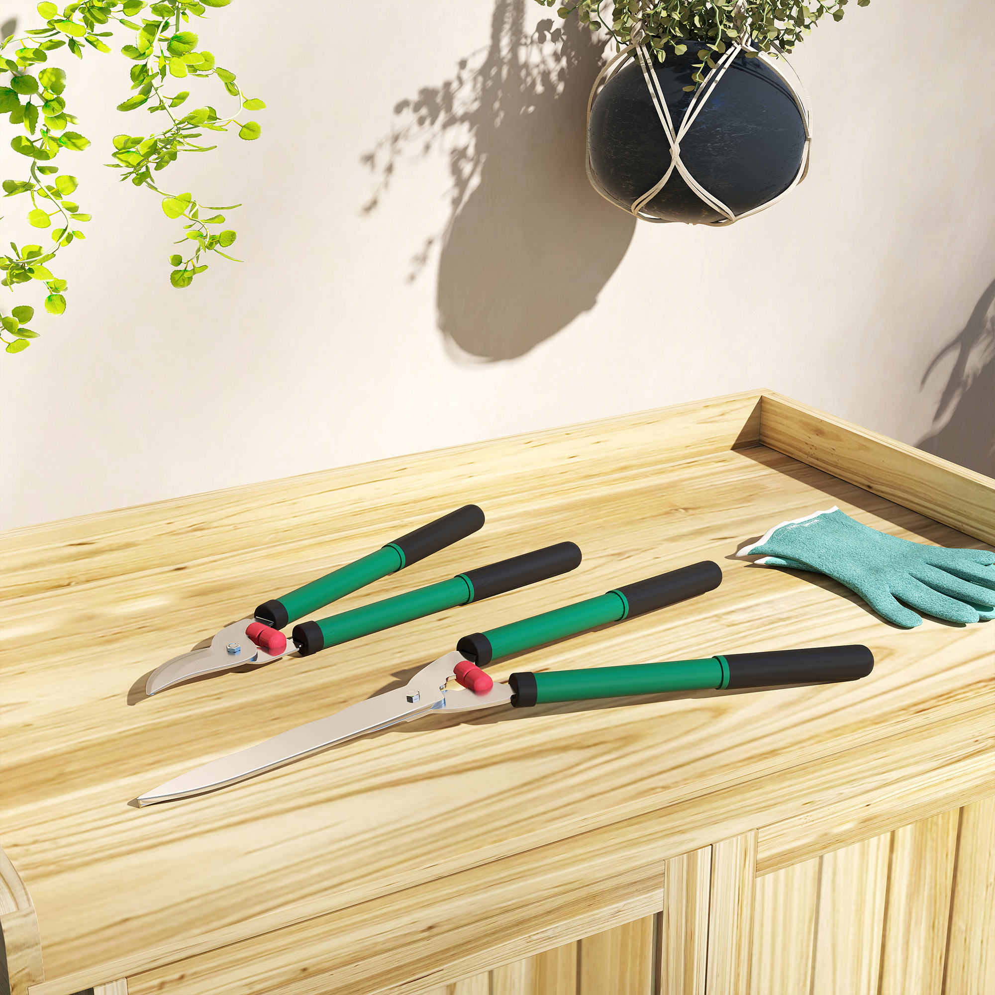 Gartenschere Set 2-teilig Messerlänge 40 cm Astschere mit antihaftbeschichtete Metallklingen