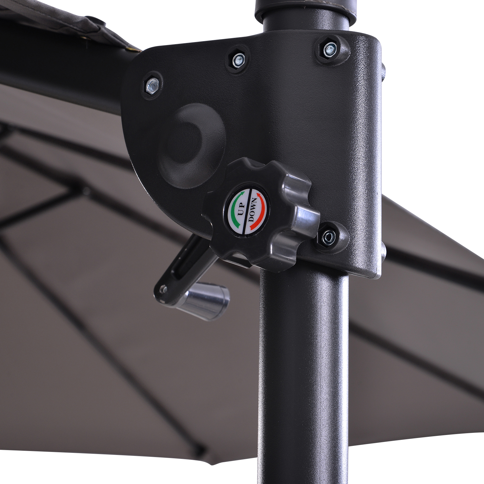 XXL-Sonnenschirm mit Kreuzständer inkl, Handkurbel wetterbeständig 270 cm x 440 cm x 250 cm Grau