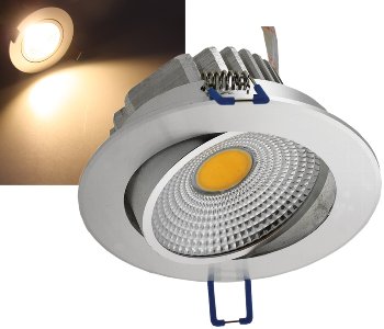 LED-Einbauleuchte "COB-7", 7W, 550lm, ALU, 3000K, 75°, Ø109xT47mm,Rahmen chrom