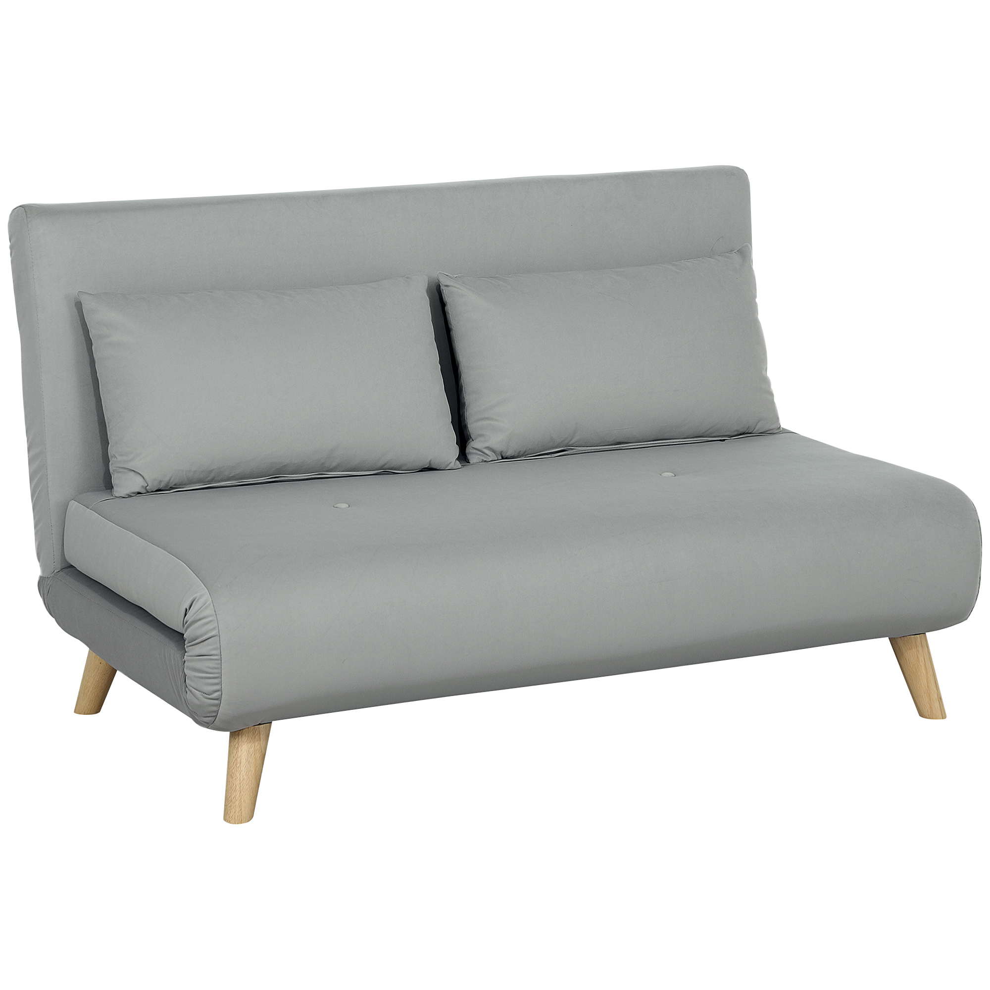 Schlafsofa Relaxsofa Sofa Couch, inkl, 2 Kissen, Samtoptik, 130 x 78 x 79 cm, Hellgrau