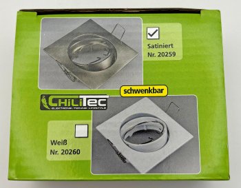 Decken-Einbaustrahler "SE80" chrom-matt, schwenkbar, 80x80mm, für 50mm Lampen