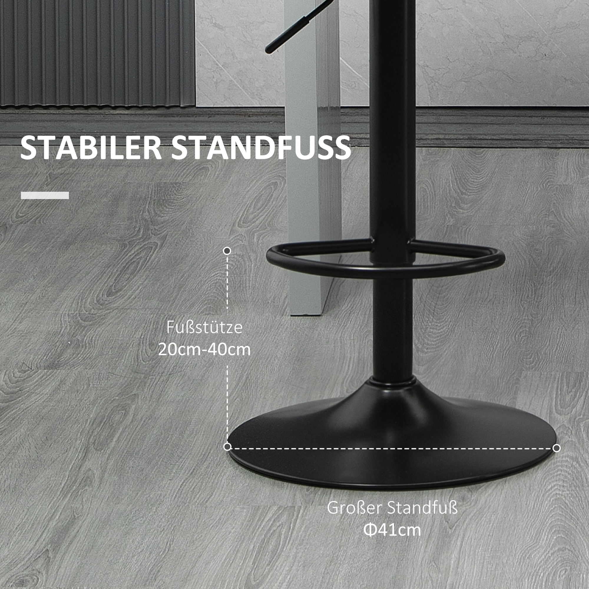 Barhocker 2er-Set Retro-Design höhenverstellbar Kunstleder Leinenoptik Grau + Schwarz