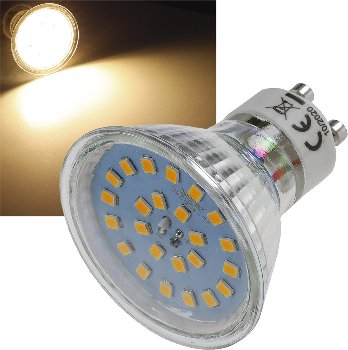 LED Strahler GU10 "H55 SMD", 120°, 3000k, 444lm, 230V/4W, warmweiß