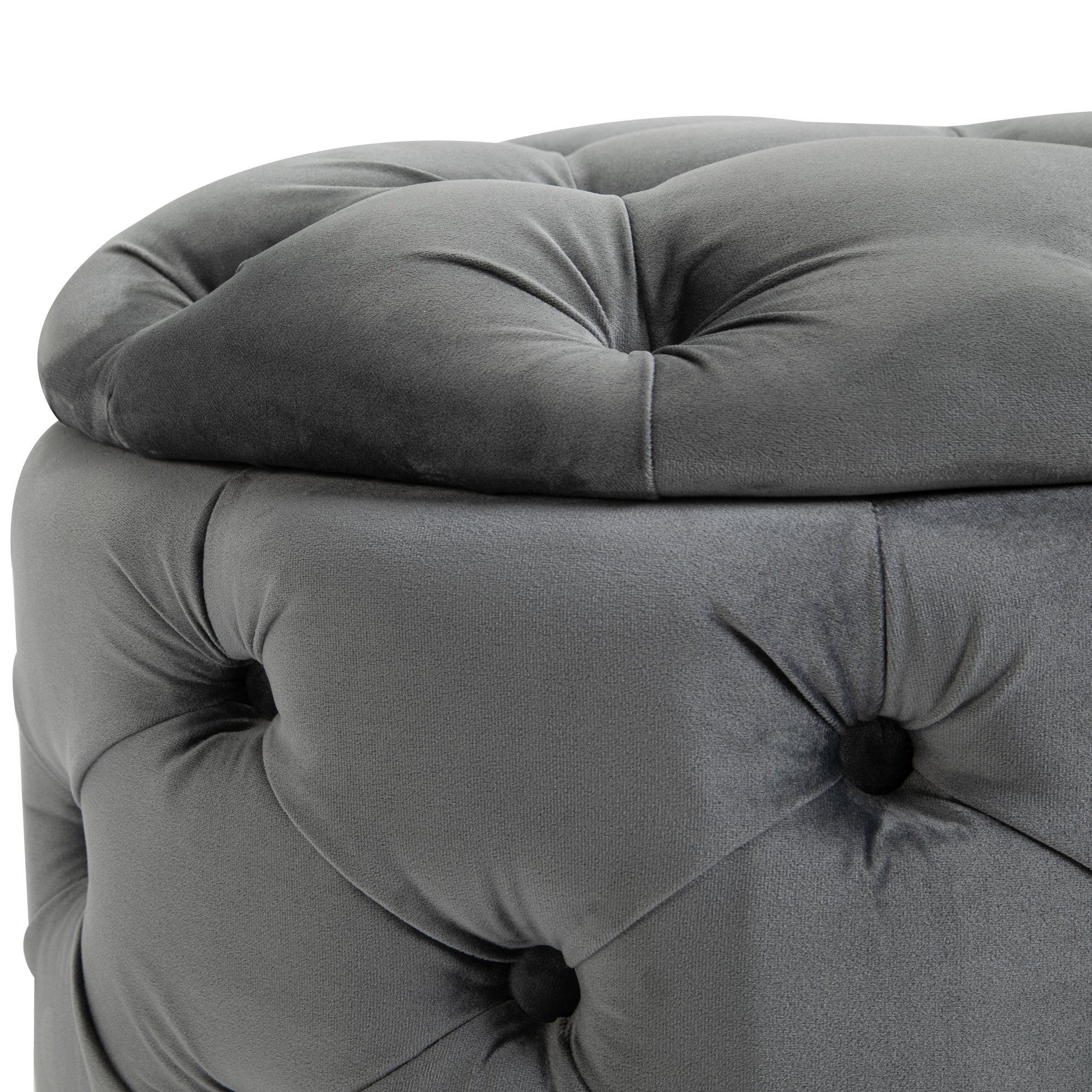 Vintage Hocker, Sitzhocker Truhenbank Fußbank Fußhocker mit Stauraum, Polsterhocker, Metall, Schaumstoff, Kohlegrau, 55 x 55 x 42 cm