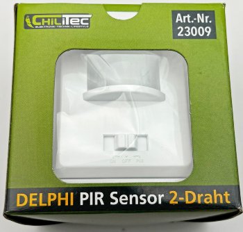 DELPHI Bewegungsmelder 160°, weiß, LED geeignet,  250V~, Unterputz, 2-Draht