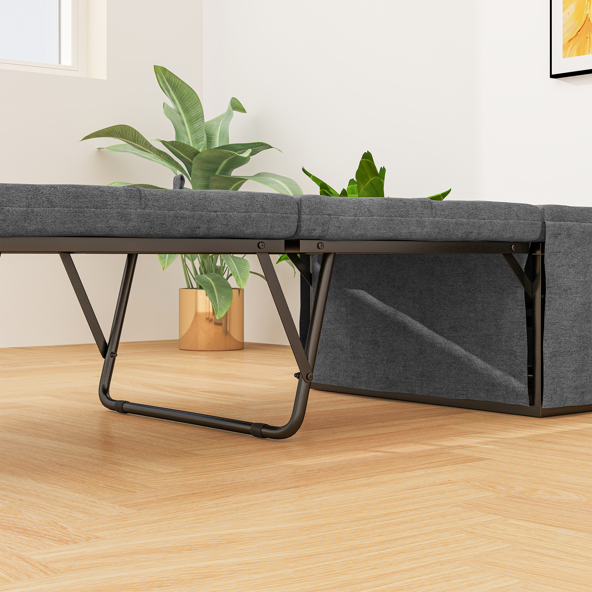 Klappbett, mit Matratze und Schutzabdeckung, 190 x 69 x 38,5 cm, Grau