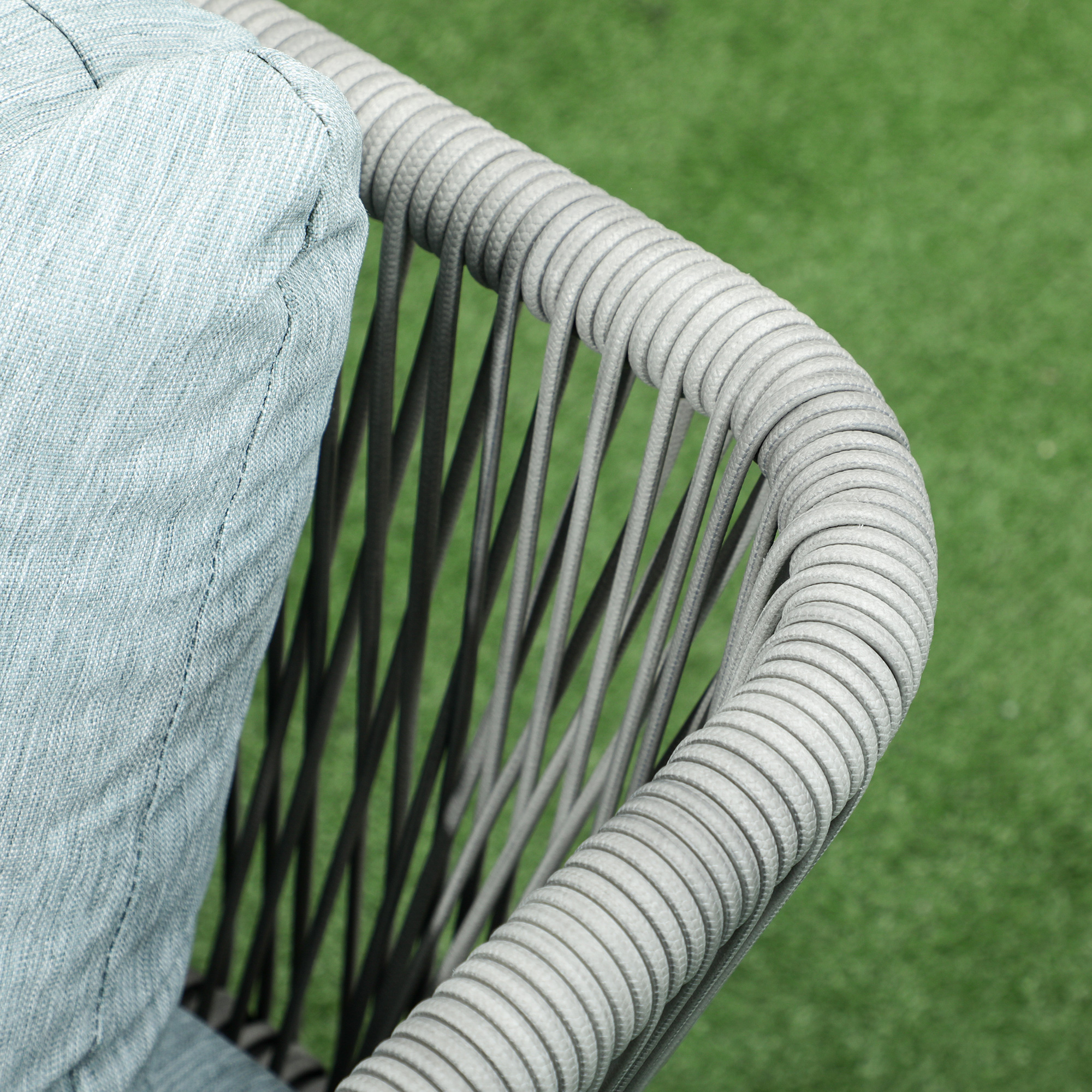 Rattan Gartenmöbel-Set für 4 Personen Sitzgarnitur mit Kissen für Balkon Alu Grau