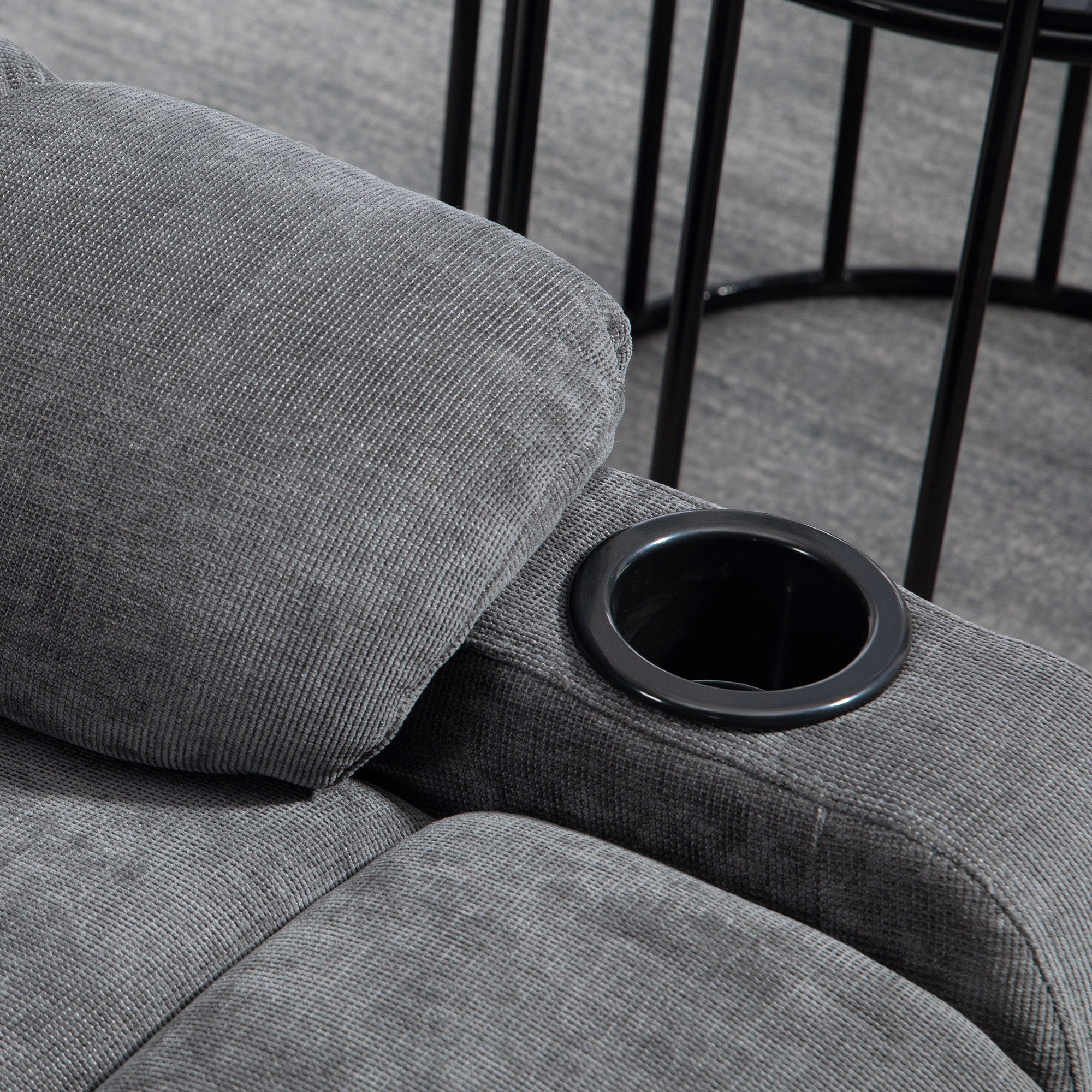 Relaxsessel mit Fußstütze, Liegesessel, drehbar, bis 150 kg, Stahlrahmen, 88x96x108cm, Dunkelgrau