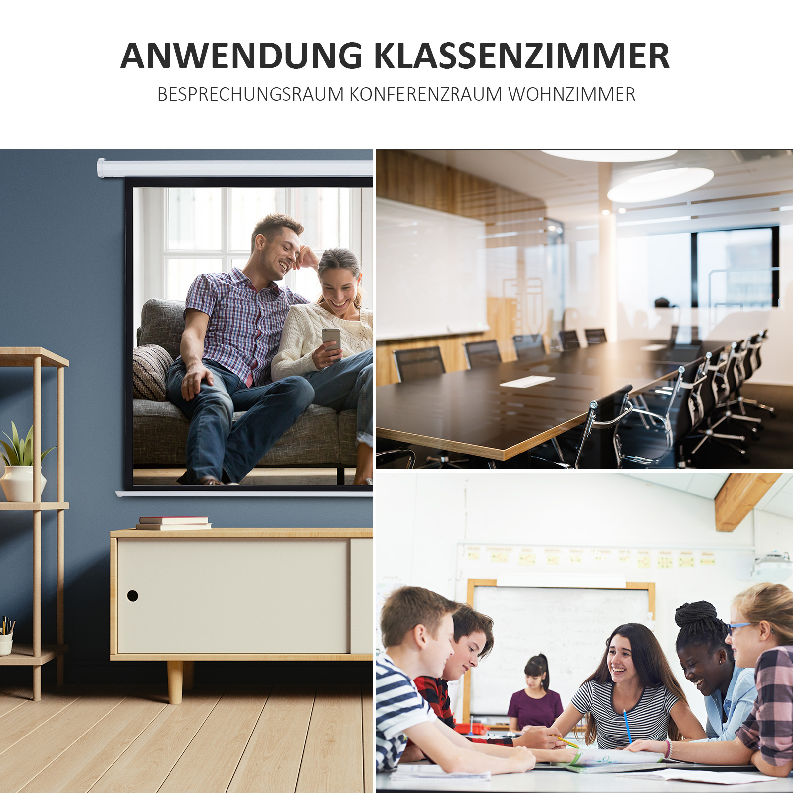 Beamer-Leinwand, Projektionsleinwand, 100 Zoll, 4:3, 203x152 cm, Weiß