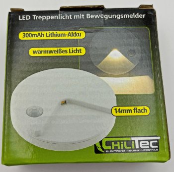 LED Treppenlicht mit Bewegungsmelder, Akkubetrieb, warmweiß, slim: 14mm flach
