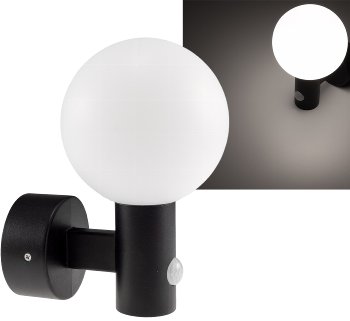LED Wandleuchte "LAMU" mit PIR-Sensor, IP65, 15W, schwarz, 4000k / neutralweiß