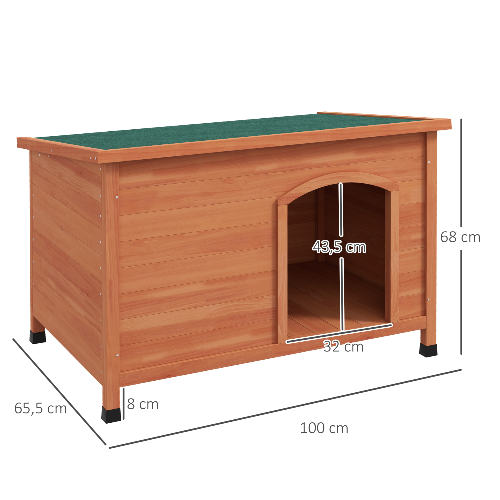 Hundehütte Hundehütte aus Holz Hundehütte XXL, 100 cm x 65,5 cm x 68 cm, Braun + Grün