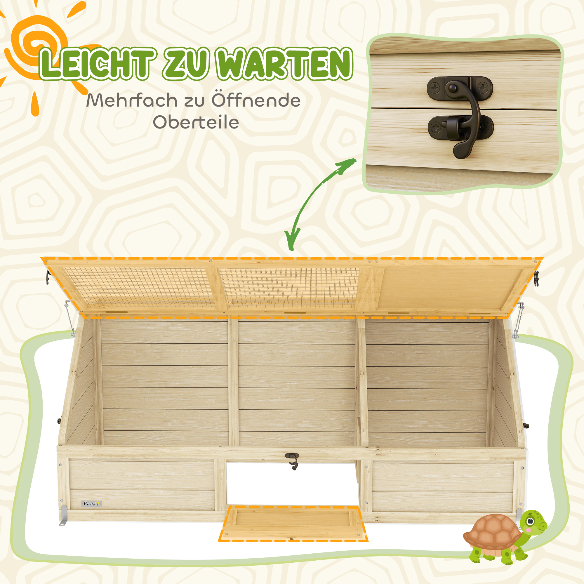 Schildkrötenbox, Outdoor Schildkrötengehege, bodenloses Design, leicht zu öffnen, Schildkrötenhaus, Natur