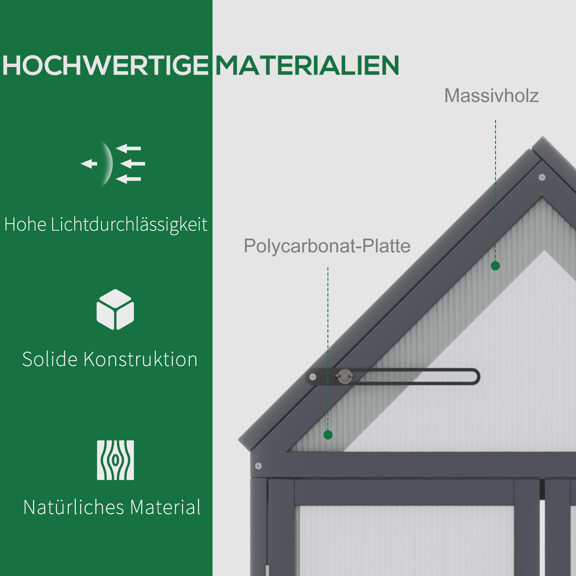Frühbeet Mini Gewächshaus 3 Ebenen Treibhaus Pflanzenbeet mit aufklappbarem Dach Doppeltüren aus Holz Polycarbonat wetterfest Natur 70,5 x 42 x 132 cm