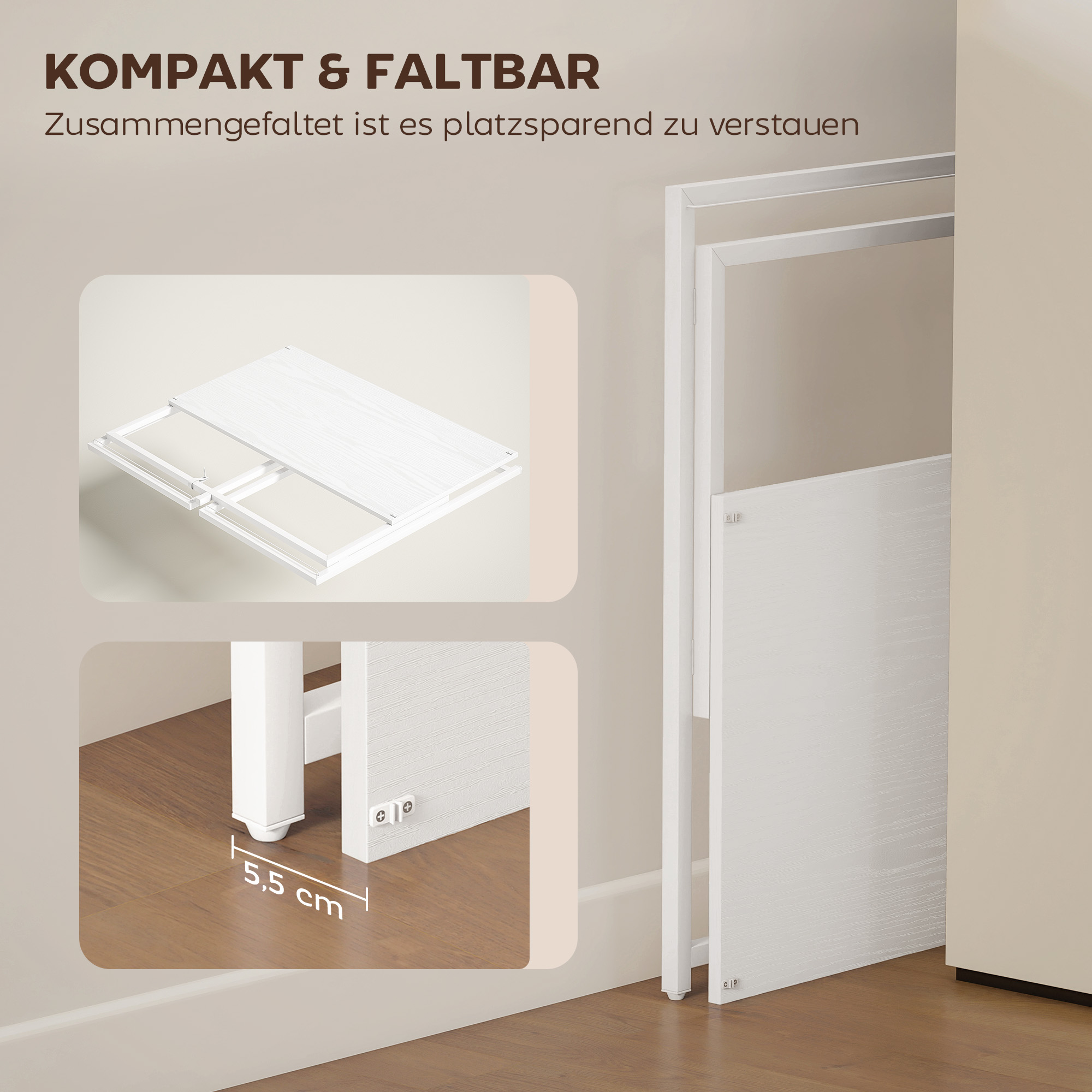 Schreibtisch Klappbar Computertisch mit Monitorhalterung  für Arbeitszimmer 100 x 48 x 87,5 cm