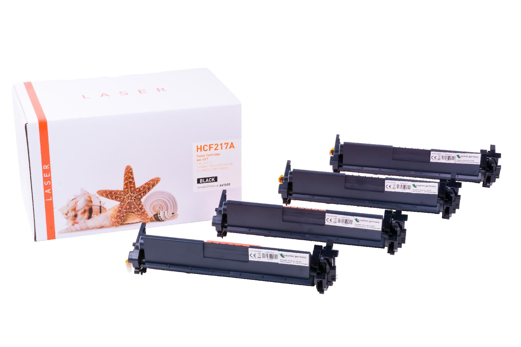 4er Set CF217A alternativ Toner black für HP / CF217A / 4x1.600 Seiten
