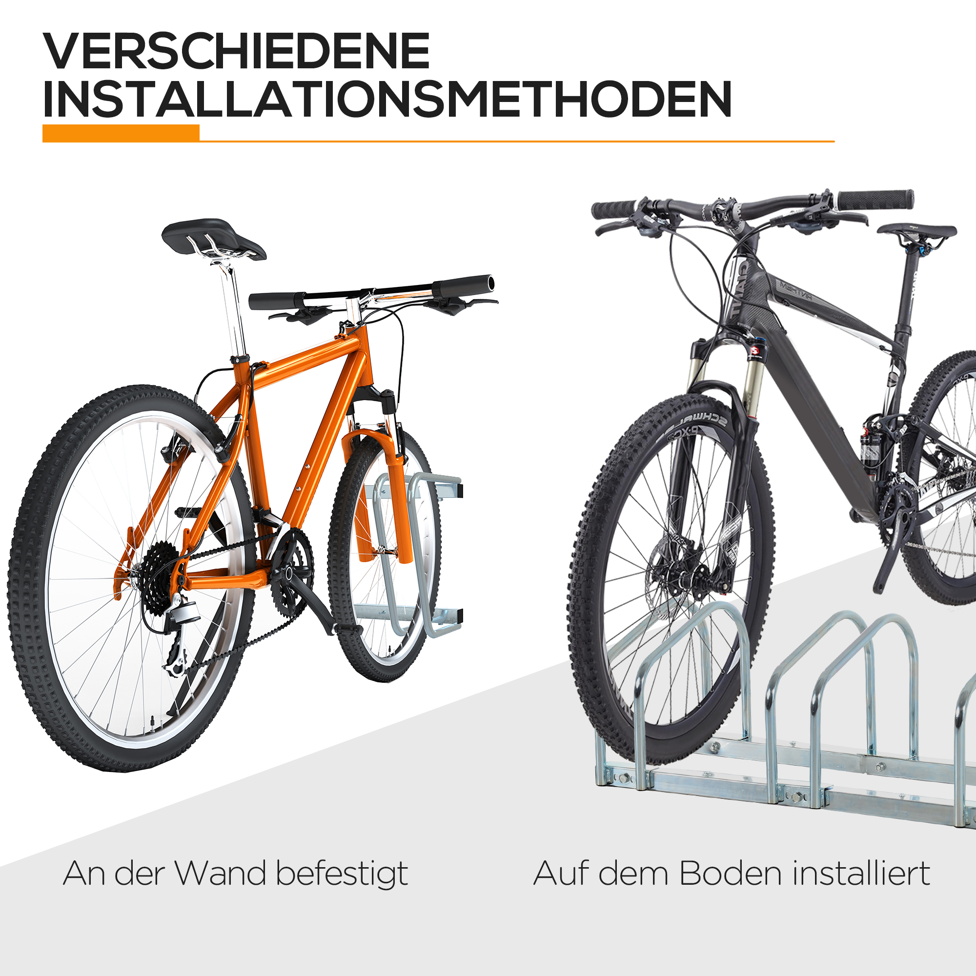 Fahrradständer für 6 Fahrräder wetterfest Wand- oder Bodenmontage Stahl 179 x 33 x 27cm