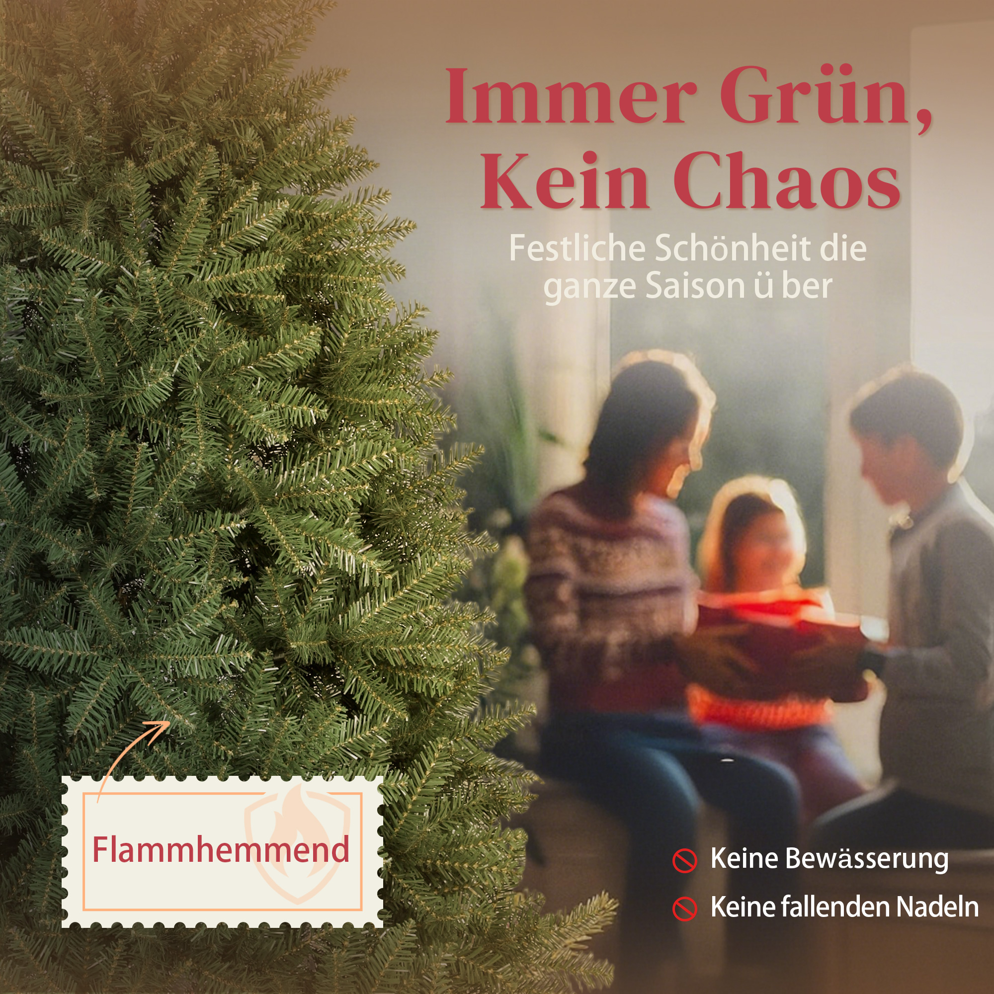 Künstlicher Weihnachtsbaum, 180 cm, klappbare Äste, Metallständer, vielseitig, Grün