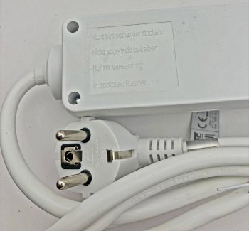 Schutzkontakt-Steckdosenleiste 6-fach, 3500W, 1,4m Kabel, weiß