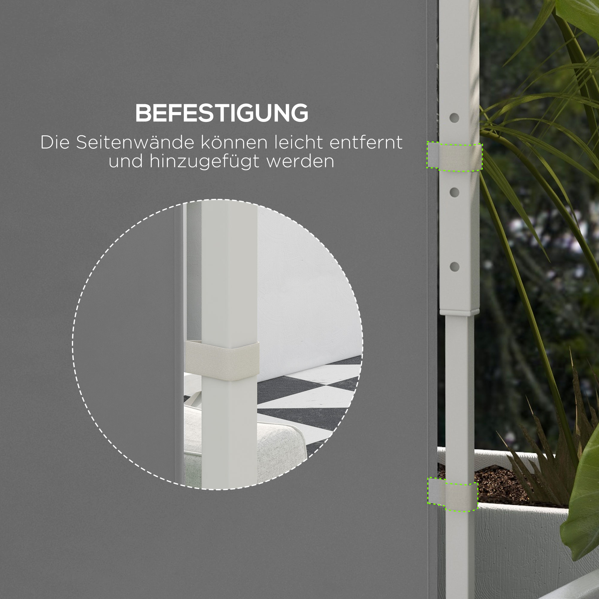 Pavillon-Vorhänge, 2er-Set, für 3x6m oder 3x3m Gartenpavillons, mit Fenstern und Türen, Hellgrau