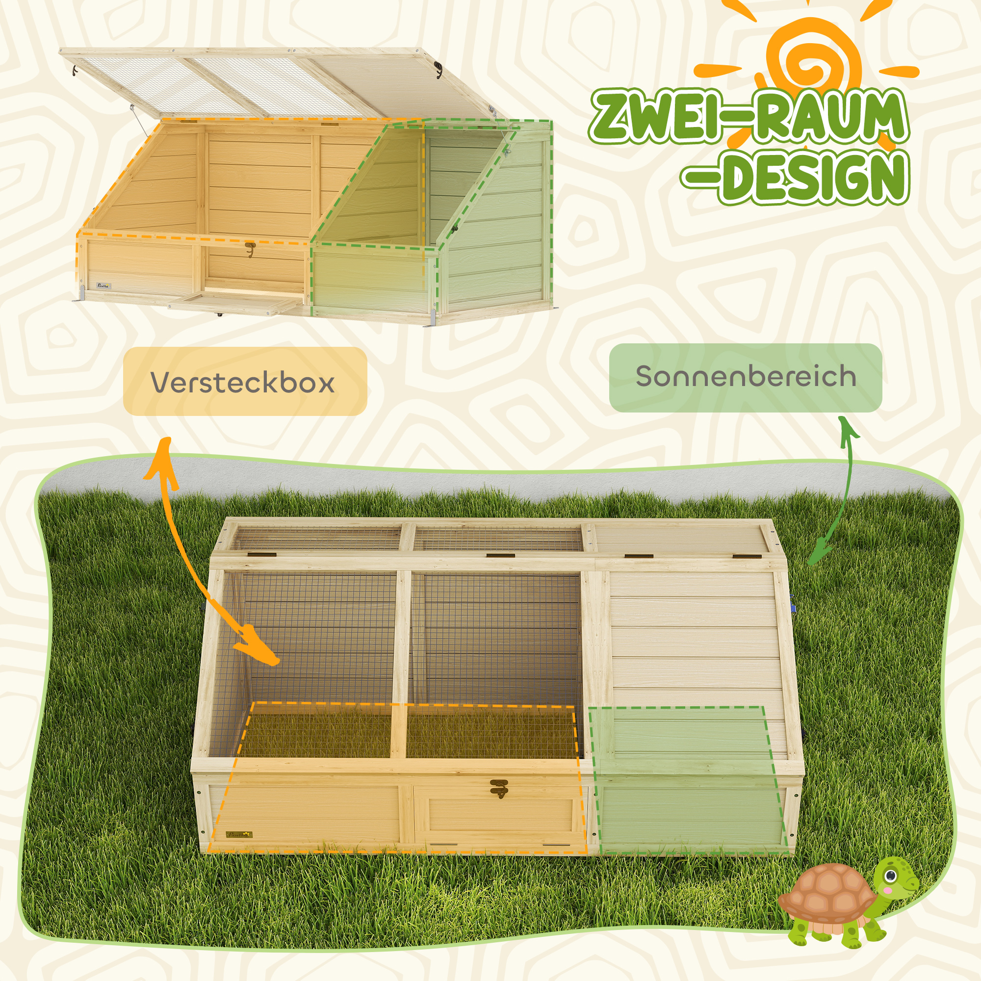 Schildkrötenbox, Outdoor Schildkrötengehege, bodenloses Design, leicht zu öffnen, Schildkrötenhaus, Natur