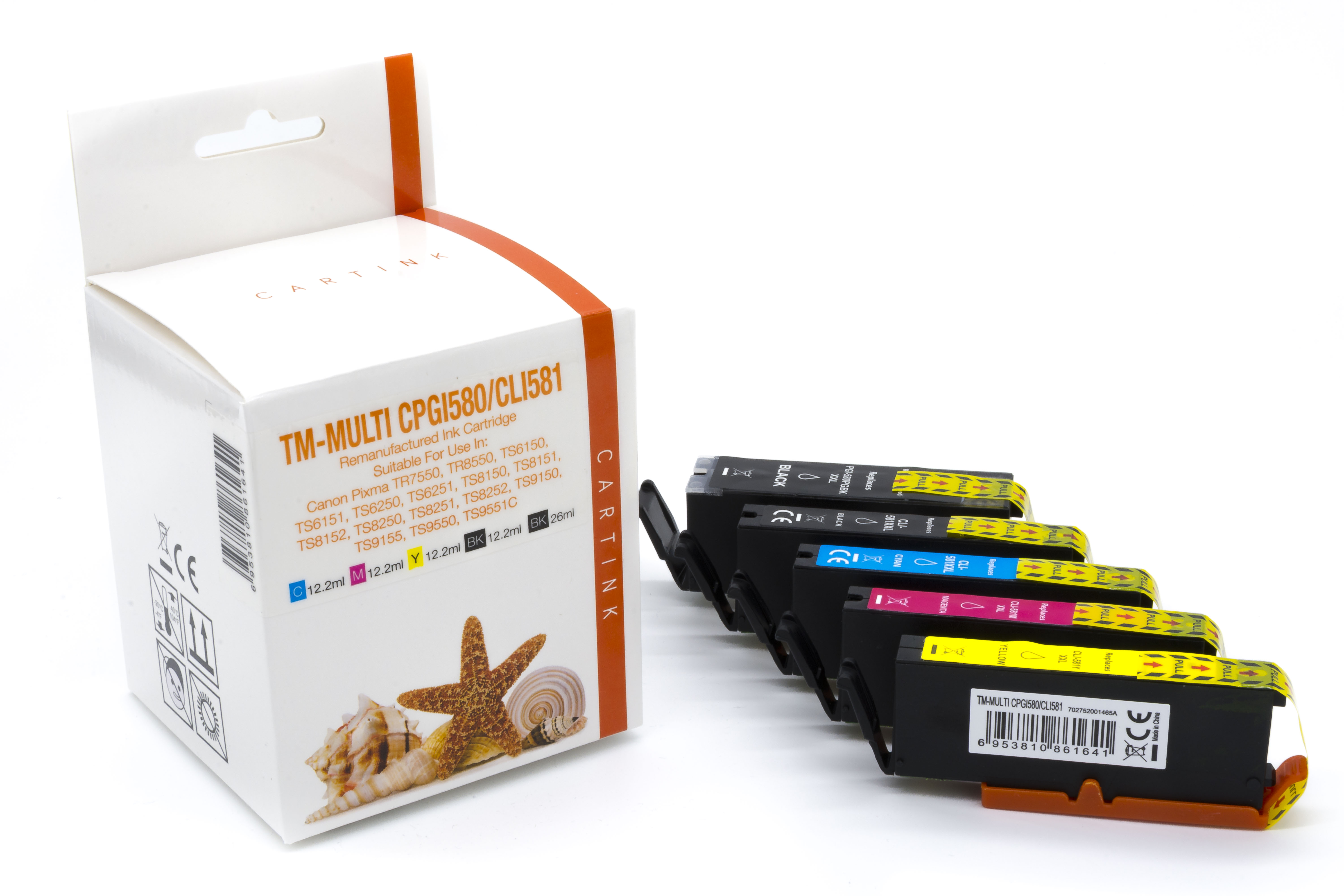 Multipack PGI580/CLI581 alternativ Tinte für Canon / BKCMYK  1 x 26 ml  4 x 12,2 ml