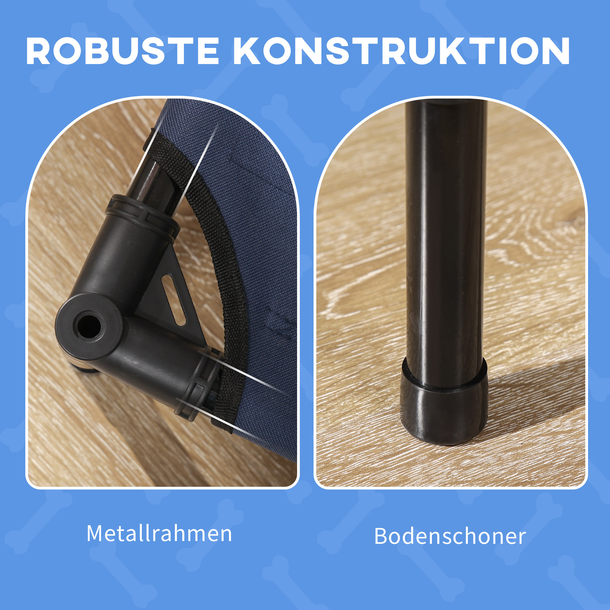 Haustierbett mit Baldachin, Hundebett, klappbar, wetterbeständig, Blau