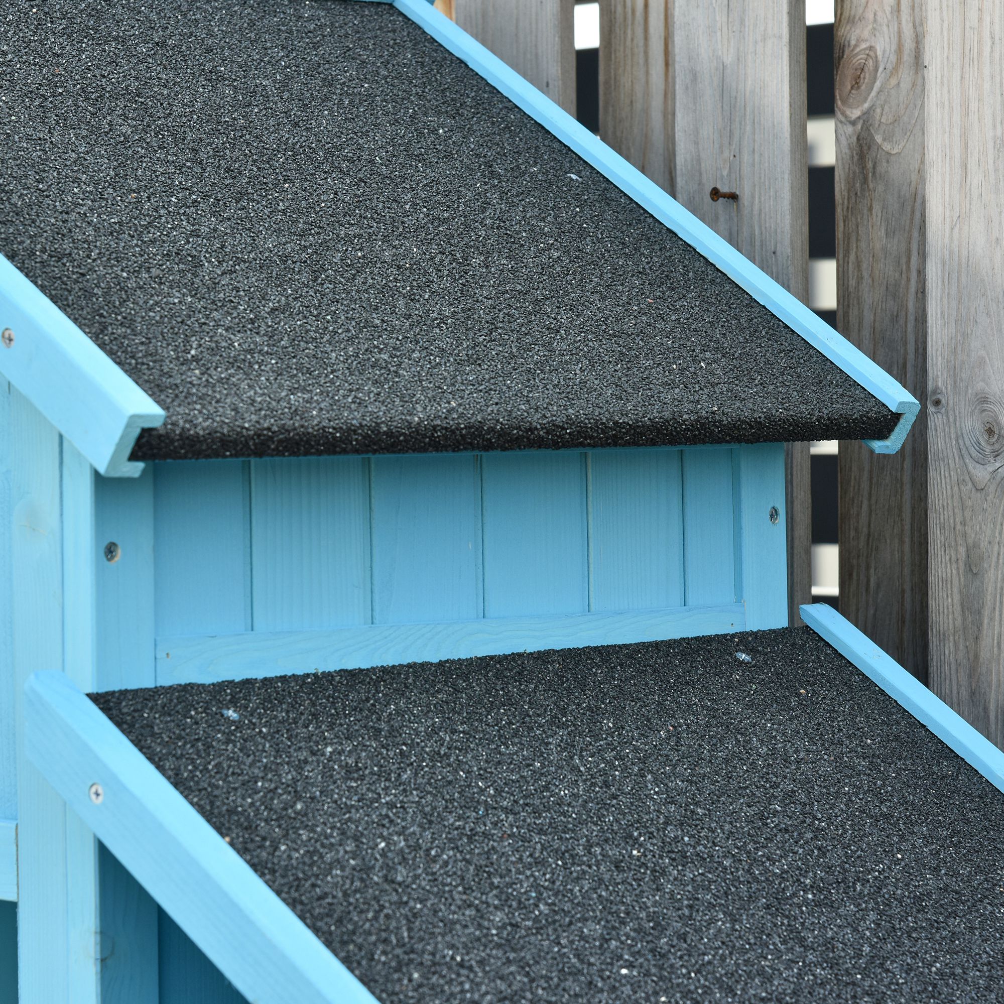 Gartenhaus Gerätehaus Geräteschuppen mit Brennholzlagerraum Geräteschuppen mit 3 Ablagen Asphaltdach Tannenholz Himmelblau 130 x 54,5 x 180 cm